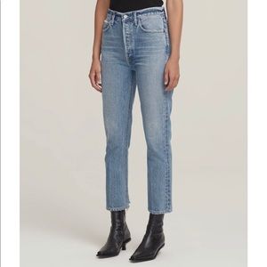 AGOLDE RILEY HIGH RISE STRAIGHT CROP EMULSION - SIZE 30